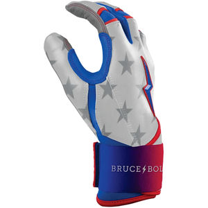 BRUCEBOLT Gants de frappeur de baseball 100% cuir Cabretta 0,09 mm personnalisables pour droitier avec fermeture auto-agrippante et grip antidérapant rembourré - Product Image 3