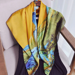 Pañuelo Cuadrado de Seda de Lujo con Estampado de Albaricoques 70*70cm para Mujer, Suave Satén, Diadema, Pañuelo para el Cuello, Lazo, Cinta para el Pelo, Foulard, Cinta para Bolso, Regalo - Product Image 5