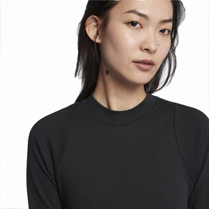Top corto de punto para mujer, manga larga, cuello redondo, color liso, elástico, ropa deportiva, blusa de entrenamiento, ajuste ceñido, para todas las estaciones - Product Image 3