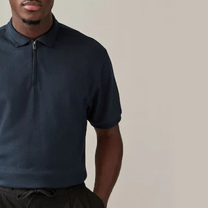 Camiseta de Algodón 100% para Hombre, Diseño Moderno, Superventas, con Cierre de Cremallera, Estampado Floral, Talla Grande, Color Sólido, Calidad Premium - Product Image 2