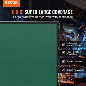 Schermo Protettivo per Saldatura in Vinile Ignifugo 6 X 6 con 4 Ruote Girevoli, Tenda Protettiva per Saldatura - Product Image 2