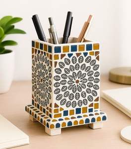 ที่วางปากกาแบบฝังลายกระดูก และที่วางปากกาและดินสอสำหรับตกแต่งบ้าน ที่วางดินสอแบบฝังลายกระดูก โดย barkah star - Product Image 1