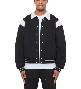 Veste de baseball vintage en laine fine personnalisée OEM avec logo personnalisable sur le devant pour hommes - Product Image 1