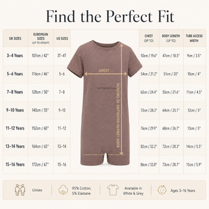 Combinaison marron chocolat |   Vêtements sensoriels spéciaux pour enfants, vêtements inclusifs à manches courtes, fermeture éclair, coton extensible, unisexe, respirant - Product Image 4