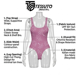 Maillot de bain une pièce personnalisé pour femme à faible MOQ, col ras du cou, coupe haute, string, impression par transfert thermique, été - Product Image 2