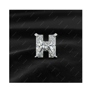 Regalos de Navidad, Pendientes de Plata de Ley 925 con Letra Inicial H, Diamante Cultivado en Laboratorio con Certificación GIA IGI, Oro Fino, para Él y para Ella - Product Image 1