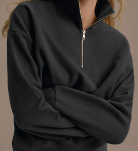 Sudadera de algodón polar con media cremallera y estampado de leopardo para mujer, de secado rápido, con hombros caídos, estilo oversize, para otoño. - Product Image 2