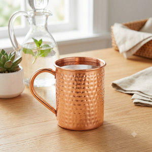 Taza Moscow Mule de Cobre Puro Martillado a Mano con Asa de Cobre, Vaso de Cobre de Calibre Grueso para Cócteles, Taza para Bebidas - Product Image 2