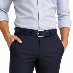 Cinturón de Cuero Genuino para Hombre con Hebilla de Acabado Niquelado, Cinturón Clásico Formal y Casual de 35 mm de Ancho - Product Image 3