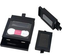 Boîtes à tiroirs personnalisées noires avec fenêtre pour étui de téléphone, montre connectée, câble de charge