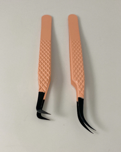 Pinzas para Pestañas con Agarre de Diamante, Pinzas de Acero Inoxidable con Punta de Fibra Profesional para Extensiones de Pestañas, Color Beige - Product Image 4