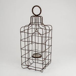 Black <b>Leaf</b> Design Candle Holder Lantern with Glass Insert for Elegant Home <b>Lighting</b> Living Room or Dining Room Accent Decor - Product Image 1