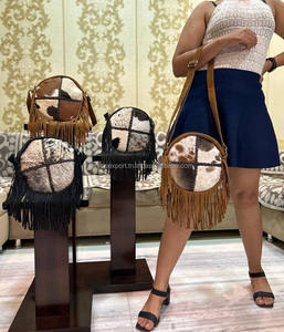 Nouveau Style occidental peau de vache fourrure sac à bandoulière sac à main Collection élégante de frange bandoulière épaule sacs ronds femmes - Product Image 4