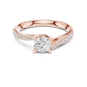 แหวนเพชรทรงกลมทองคำ 14K โรสโกลด์สำหรับผู้หญิง |   ชุดทำงาน |   เพชรที่เพิ่งเพาะเลี้ยง - Product Image 1