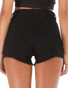 Shorts de Mezclilla Satinados Desgastados de Cintura Alta para Mujer, 100% Algodón, Transpirables, Antiarrugas, Precio Razonable - Product Image 6
