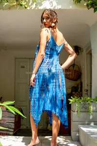 ชุดราตรีมัดย้อมสำหรับฤดูร้อนชุดเดรสรีสอร์ทสำหรับผู้หญิงชุดเดรสแขนกุดทรงสูงสำหรับวันหยุดและชายหาด - Product Image 5