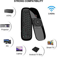 W1 2.4G RF Mini Keyboard 48-Tombol & Air Mouse Remote TV Pintar Kode Pembelajaran 1 Tahun Bersertifikasi FCC/CE Jangkauan >10m Baterai Lithium