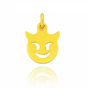 Colgante de dije de diablo en tono dorado con cara sonriente, accesorio divertido y moderno para la creación de joyas, para collares y pulseras - Product Image 1
