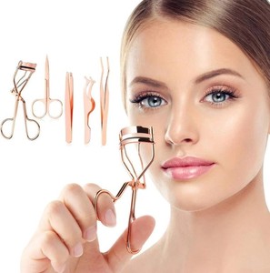 Ensemble de 5 outils applicateurs de cils, applicateur de faux cils, recourbe-cils et kit de coupe-cils en acier inoxydable rose doré - Product Image 6