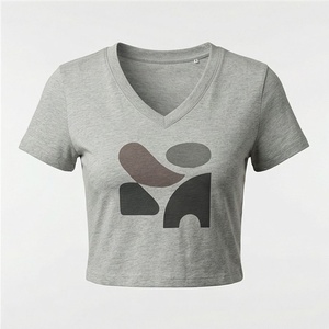 Camiseta de Manga Corta con Cuello en V para Mujer, 100% Algodón Orgánico de Lujo, Preencogido, Ajuste Cómodo y Suave, Color Personalizado - Product Image 1