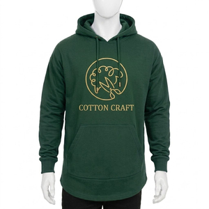 Sweat-shirt à capuche en coton pour homme, logo brodé, molleton vert, vêtement décontracté pour l'automne - Product Image 1