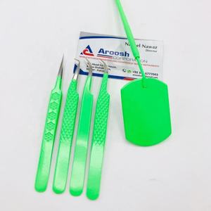 Haute Qualité Carré Vert Miroir Conception En Acier Inoxydable Cils Pince À Épiler En Gros Costume Durable Extension De Cils Pointu - Product Image 3