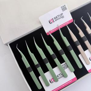 GETUP BROSONS IMPEX Pince à épiler pour cils en acier inoxydable de précision, antistatique, à pointe lisse de 10 mm, ensemble avec emballage en boîte avec logo - Product Image 3