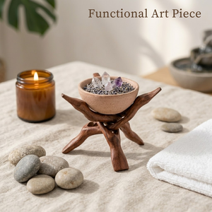 Tabouret trépied en bois fait main, style rustique, en bois massif, modèle Cobra |   Meubles décoratifs sculptés à la main, objet unique de décoration pour la maison et le jardin - Product Image 3