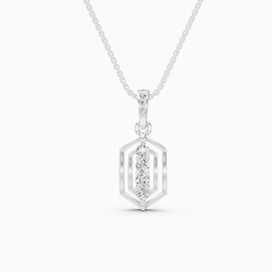 Pendentif géométrique en forme de diamant avec diamants de laboratoire de 0,24 carat en or jaune 9 carats, or blanc, or rose - Product Image 1