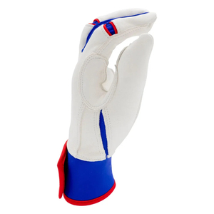 Pro USA Style Tricolor Baseball Batting Gloves | Premium Leather Max Grip Secure Wrist Wrap Custom Team Batting Gloves - Product Image 4