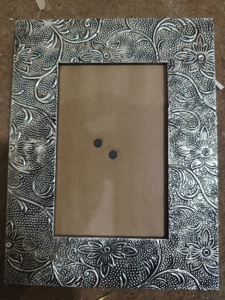 Rectangle Metal Photo <b>Frame</b> with Embossed Floral Pattern <b>Gold</b> Finish Durable Design - Product Image 2