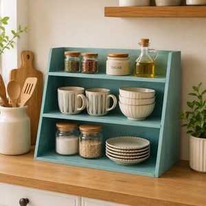 Wooden Three Tier <b>Storage</b> <b>Rack</b> Rectangle Minimalist Style Durable Wall Mounted For <b>Kitchen</b> Countertop Organization wooden spice - Product Image 5