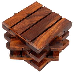 ชุดจานรองแก้วไม้สี่เหลี่ยมแบบคลาสสิก ทำด้วยมือ สำหรับกาแฟ ชา และป้องกันโต๊ะ คุณภาพมาตรฐานสูง - Product Image 1