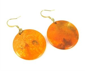 ต่างหูแบบหนีบเรซิ่นทรงกลมรูปไข่ลายหินอ่อนมุกคลาสสิก - Product Image 1