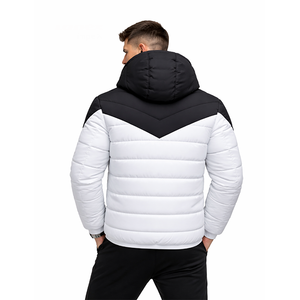 Veste matelassée à capuche noire et blanche pour homme, manteau d'hiver chaud et léger, veste d'extérieur zippée - Product Image 5
