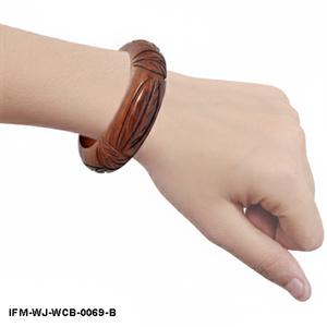 กำไลข้อมือไม้แกะสลักลายใบไม้ งานแฮนด์เมด  ไม้โรสวูดธรรมชาติ  สายรัดข้อมือสไตล์ชาติพันธุ์  เครื่องประดับไม้ชิ้นใหญ่สำหรับผู้หญิง - Product Image 6