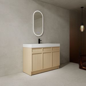Mobile bagno freestanding da 48 pollici con lavabo in resina bianca e 3 ante con chiusura ammortizzata, imballaggio KD - Product Image 2