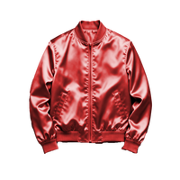 Blouson Bomber Homme Slim Fit Col Montant Brodé en Satin Zippé Épais Style Streetwear Décontracté Soirée Tendance Manches Longues Brillant Hiver