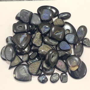 Vente en gros de cabochons en onyx druzy noir naturel, pierres précieuses en vrac, taille et poids personnalisables, provenant du Rajasthan, pour la fabrication de bijoux, MAHNAJ GEMS - Product Image 6