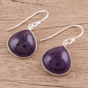 Natural Amethyst 925 Sterling Silver Long Drop <b>Hook</b> <b>Earrings</b> Handmade Gemstone February Birthstone Gift - Product Image 3
