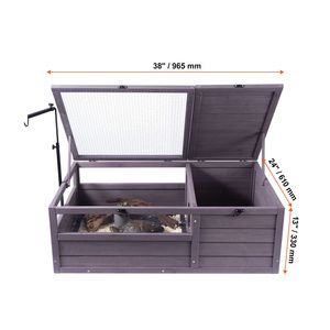 Terrario Regolabile in Legno per Tartarughe con Portalampada, Recinto per Rettili da Interno ed Esterno con 2 Ambienti per Ricci - Product Image 2