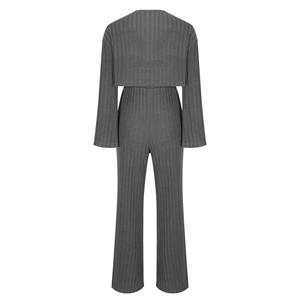 Low Price Sexy Blank Crop <b>Top</b> <b>Long</b> <b>Sleeve</b> Hoodie and <b>Long</b> Trousers Casual Custom Logo Women 2 Piece Tracksuits Set - Product Image 2