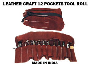 Premium Leather Craft <b>Tool</b> Roll <b>Bag</b> with 12 Pockets Portable Organizer | DIY Leatherworking Hand <b>Tools</b> <b>Kit</b> Storage Carrier Case - Product Image 2