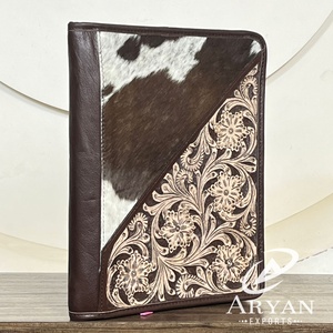 Carpeta Portafolio de Cuero Vacuno Premium con Cierre de Cremallera, Anillas, Bloc de Notas y Organizador de Archivos para Negocios - Product Image 1