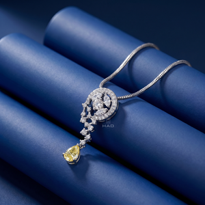 Collar con Colgante de Diamante Amarillo Cultivado en Laboratorio, Diseño de Gota Celestial, Oro Blanco, Joyería Fina de Lujo, Elegante Regalo para Mujer - Product Image 4