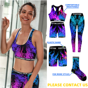 Nouvelle conception, logo personnalisé, ensemble soutien-gorge et culotte sexy grande taille pour femmes, dos nageur, maintien moyen, pour yoga et sport - Product Image 5