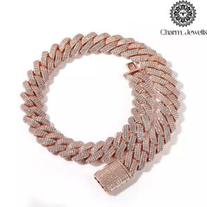 Charm Jewells Men's Moissanite Brilliant Cut Freshwater Pearl <b>Statement</b> <b>Necklace</b> 925 Silver 14K Gold Plated Link Chain Hiphop - Product Image 2