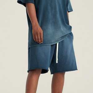 Shorts en molleton de coton personnalisés avec logo pour hommes, délavés à l'acide, style streetwear décontracté d'été, en French Terry, vente en gros OEM - Product Image 4