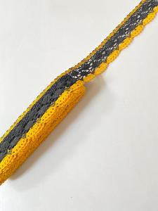 Cinta de encaje africana de poliéster bicolor GPO con borde de flecos y patrón de rayas bordado, ofertas al por mayor - Product Image 2