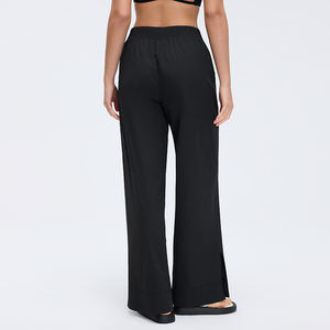 Pantalon large pour femme, extensible dans 4 directions, léger, résistant à l'eau, décontracté, avec taille haute élastique et ourlet fendu - Product Image 2